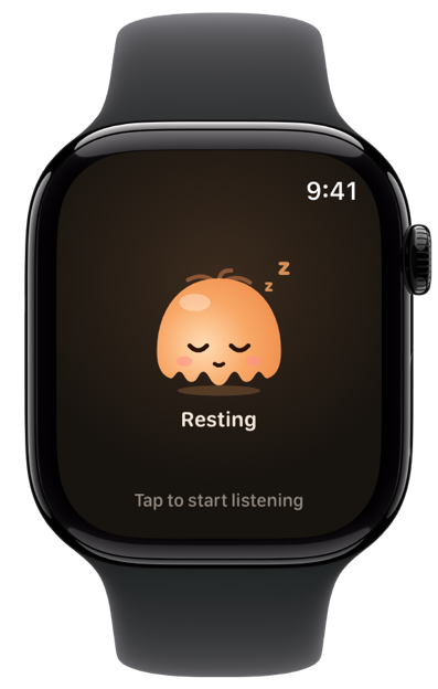Ashley on Apple Watch, ready to listen