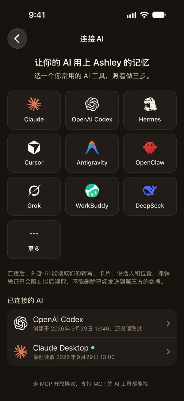 连接 AI 页:可接入的 AI 工具