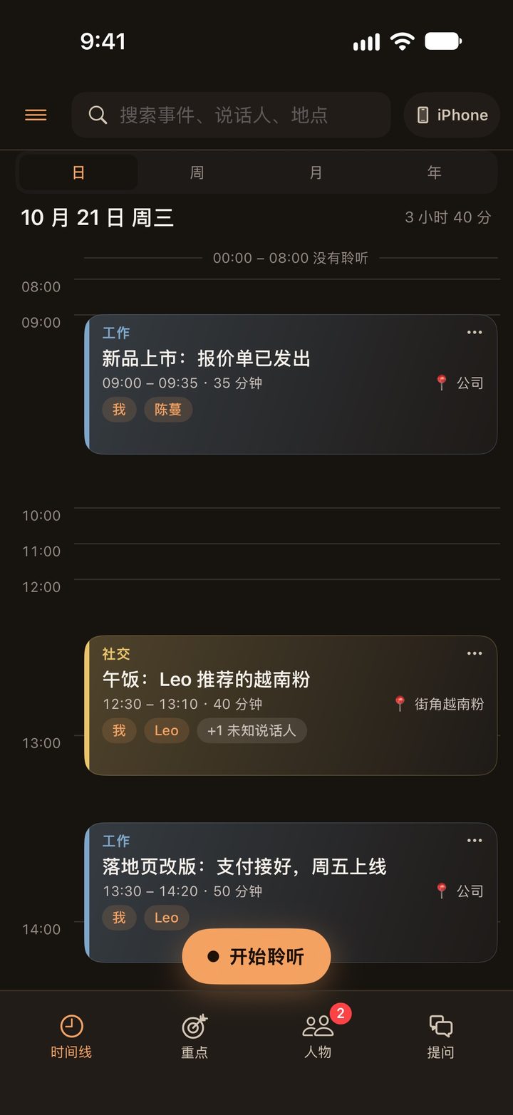 Ashley 的时间线:一天的对话按时间排开